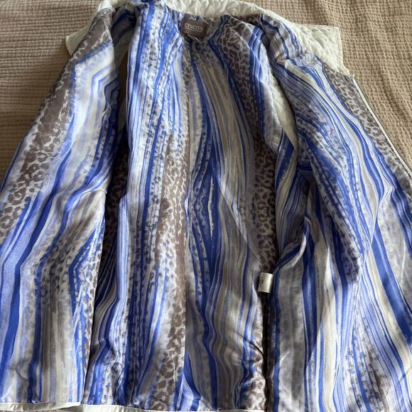 Chico's Women's Ribbed Quilted Vest Sz 2 Large White Zip Collared Pocket Lined - Picture 11 of 13